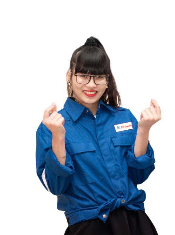 ALV's female employee making heart with her fingers