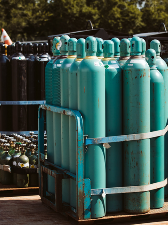 Cylinders on pallet in yard 